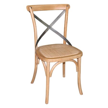 Bolero Natural Bentwood Chairs with Metal Cross Backrest (Pack of 2) 1 Bolero Natural Bentwood Chairs with Metal Cross Backrest (Pack of 2)