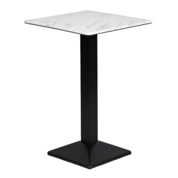 Turin Metal Base Square Poseur Table with Laminate Top Marble 600mm