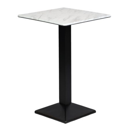 Turin Metal Base Square Poseur Table with Laminate Top Marble 600mm