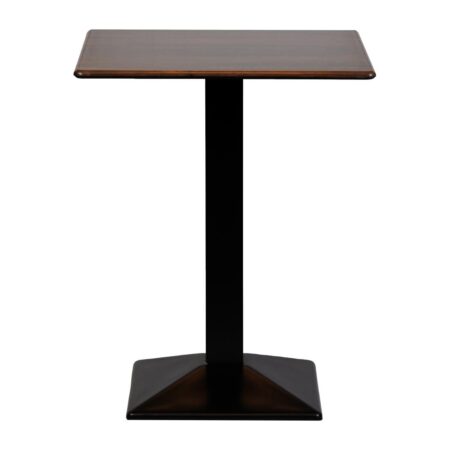 Turin Metal Base Square Poseur Table with Laminate Top Walnut 600mm 1 Turin Metal Base Square Poseur Table with Laminate Top Walnut 600mm
