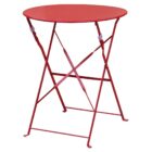 Bolero Pavement Style Round Steel Table Red 595mm