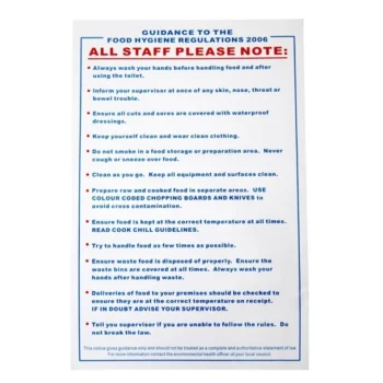 Food Safety Act 2006 Guidance Sign
