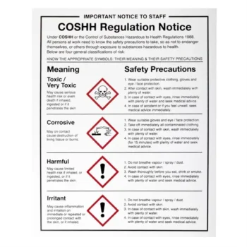 COSHH Regulations Sign