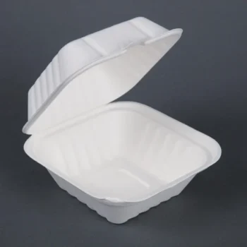 Fiesta Compostable Bagasse Burger Boxes with Side Ridges 153mm (Pack of 500)