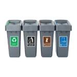 Jantex Simpler Recycling Slim Bin Bundle Grey 4x 60Ltr